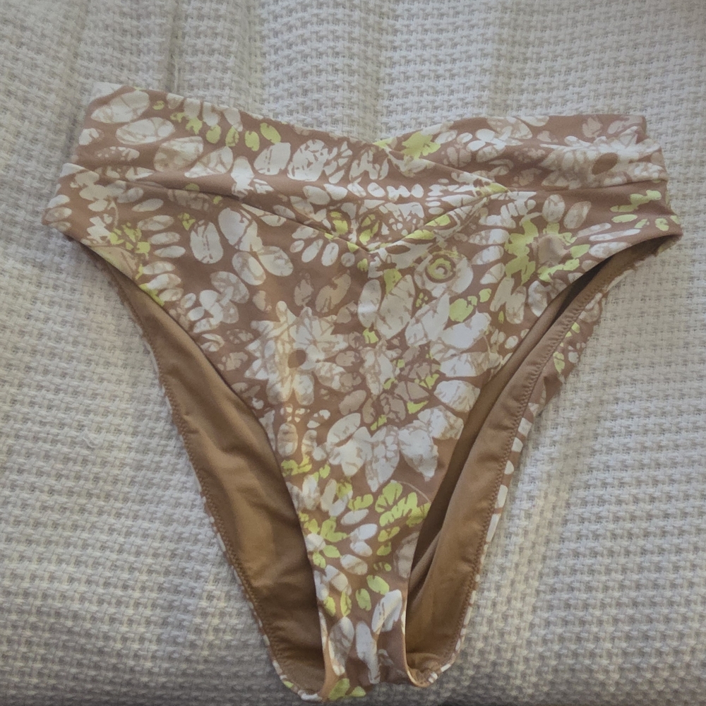Aerie Brown and White Floral Bikini Bottom
